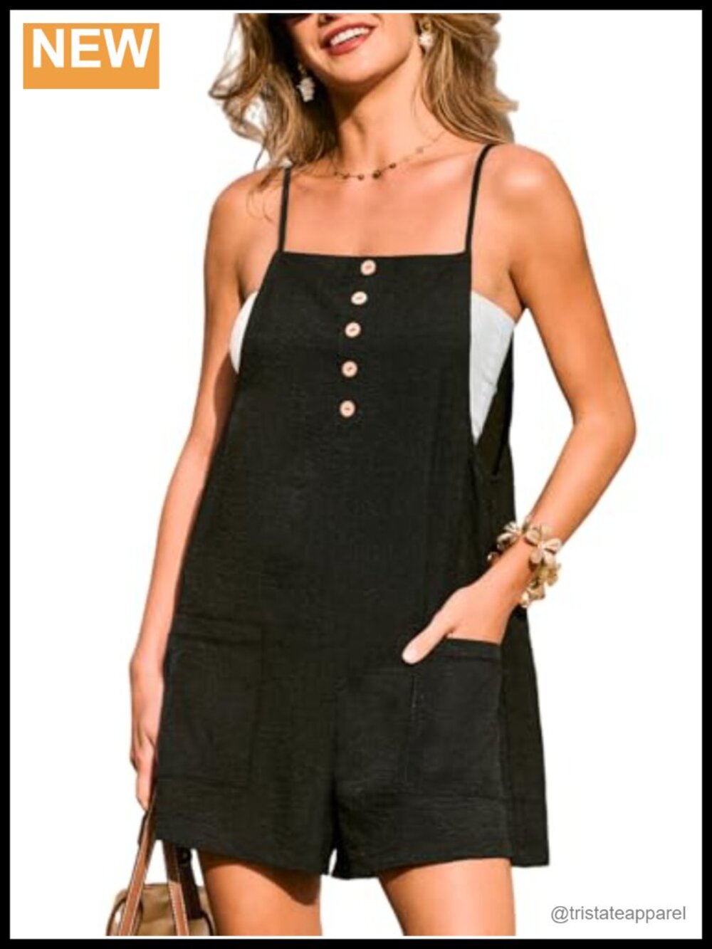 CUPSHE Women's Sleeveless Button Front Wide Leg Romper Loose Fit Summer
